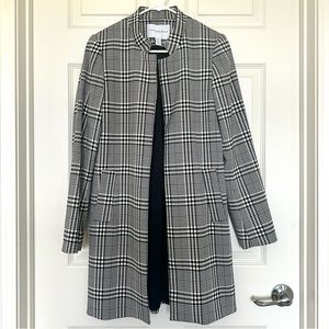 Mandarin Collar Plaid Coat